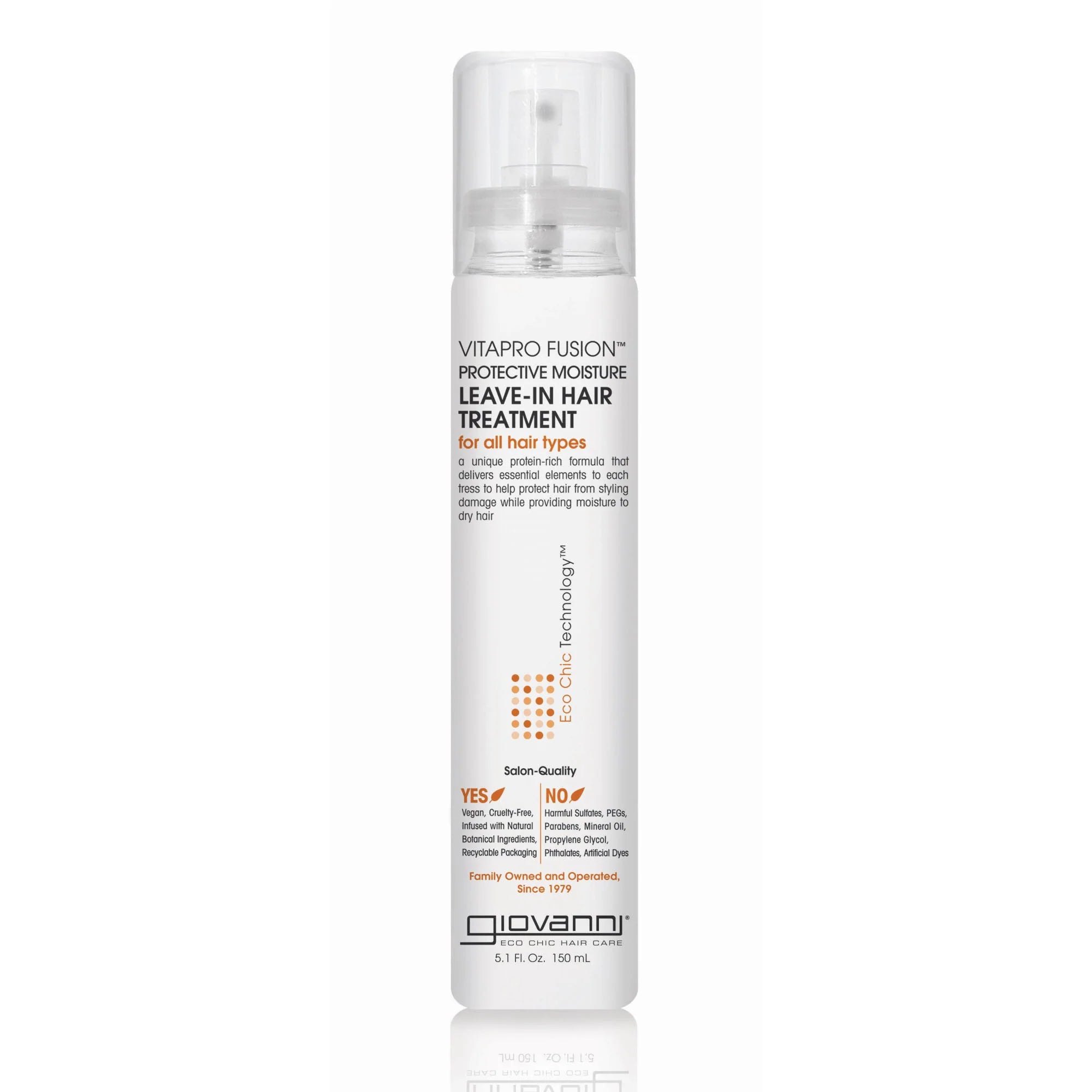 Giovanni Cosmetics- Vitapro Fusion Protective Leave-in Haar treatment 150ml met spraydop, geschikt voor alle haartypes, CG-vriendelijk en proteïnerijk.