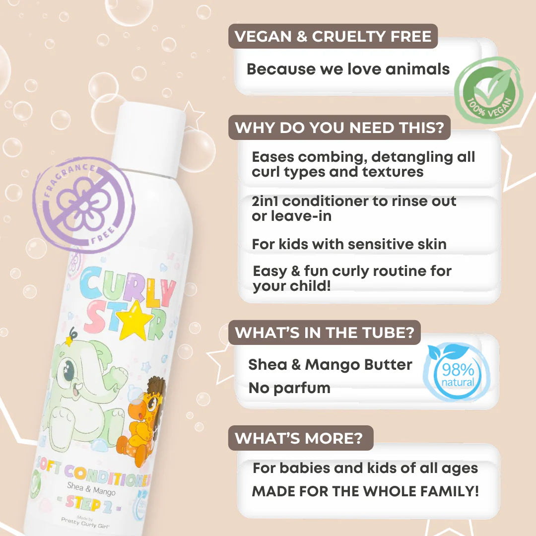 Pretty Curly Girl Kids 2in1 Soft Conditioner Parfum vrij - 250ml Conditioner Pretty Curly Girl