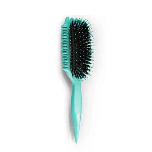 Turquoise Bounce Curl Volume EdgeLift Brush met ronde borstelharen en ergonomisch handvat voor moeiteloos stylen van krullend haar.