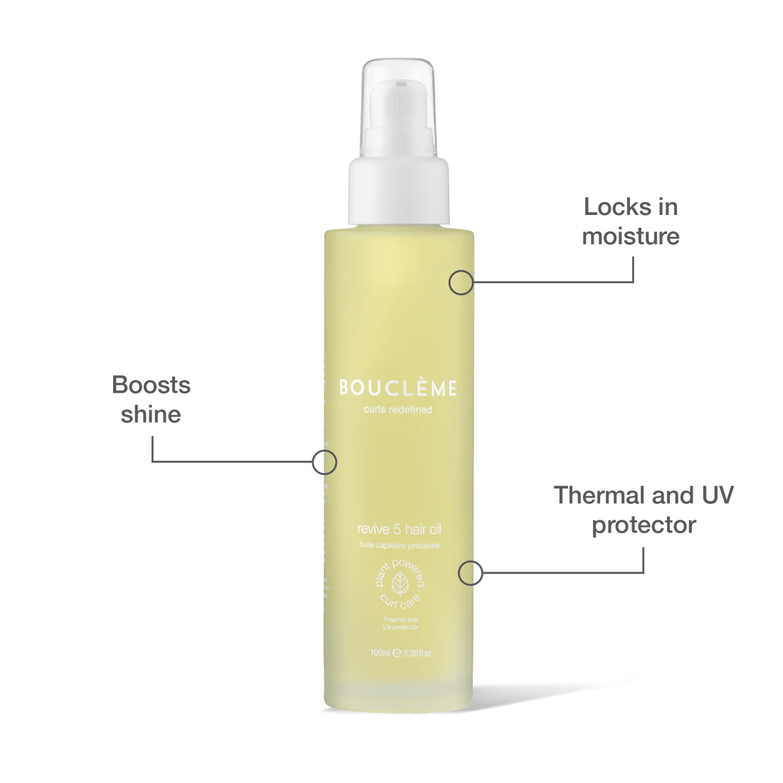 Bouclème Revive 5 Hair Oil, 100 ml met uitleg over ingrediënten en voordelen, CG-vriendelijk haarverzorgingsproduct.