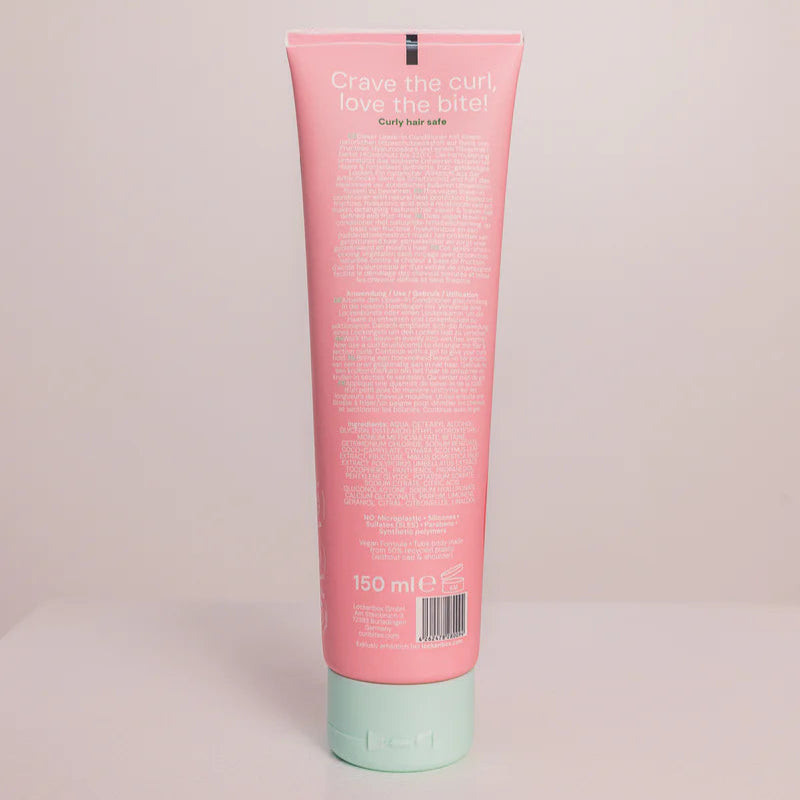 Achterzijde van Curl Bites - Weightless leave-in conditioner - 150ml toont ingrediënten en gebruiksaanwijzing voor CG haarverzorging.