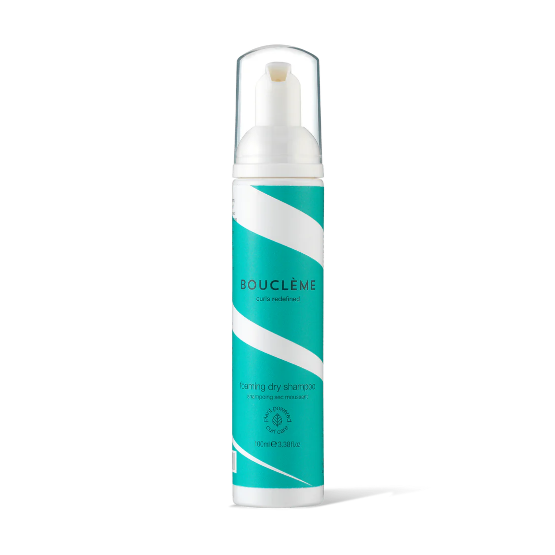 Bouclème Foaming Dry Shampoo 100ml met turquoise en witte verpakking, ideaal voor vet aanvoelende hoofdhuid en volumeopbouw.