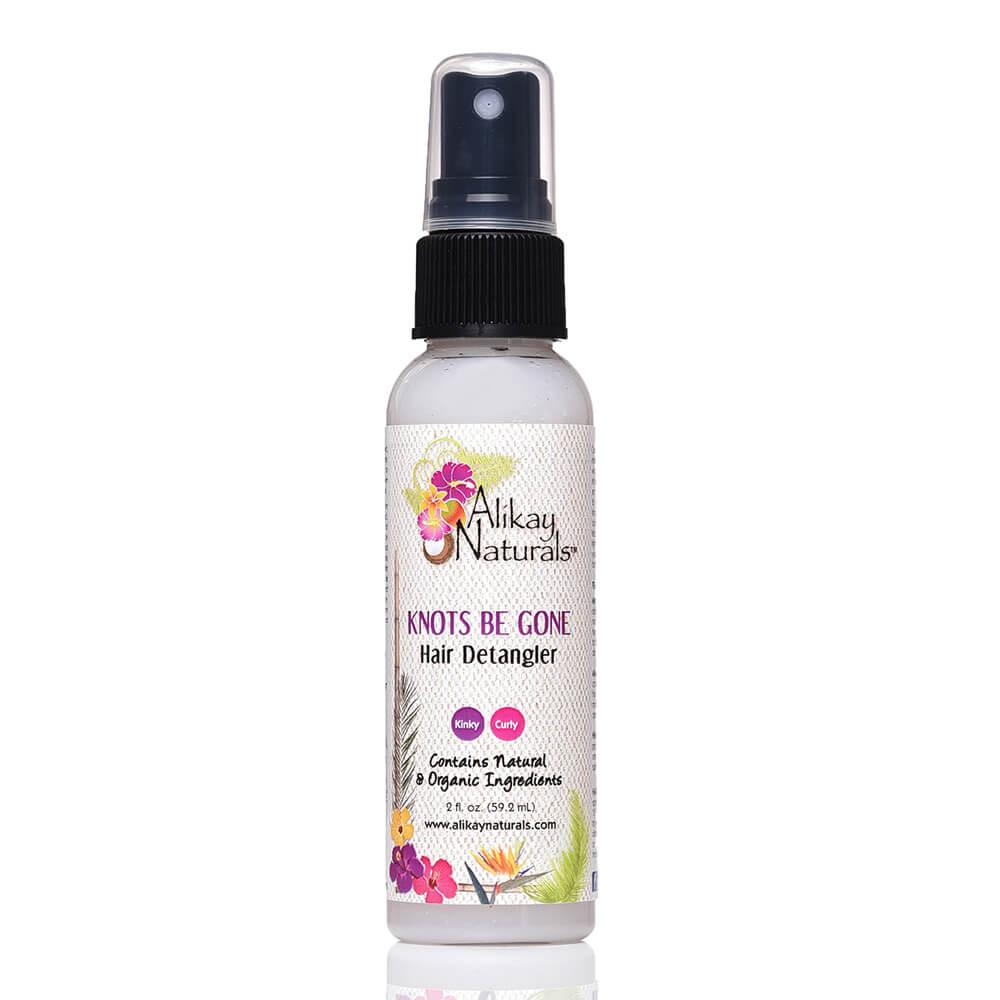 AliKay Naturals Knots Be Gone Hair Detangler - Travel size sprayfles met natuurlijke ingrediënten, ideaal voor onderweg en eenvoudig ontklitten.