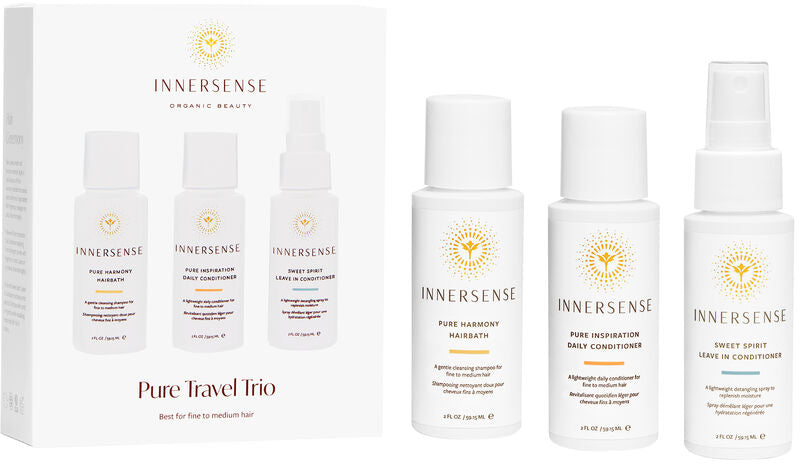 Innersense - Pure travel trio haarverzorgingsset met Pure Harmony Hairbath, Daily Conditioner en Sweet Spirit Leave-In Conditioner.