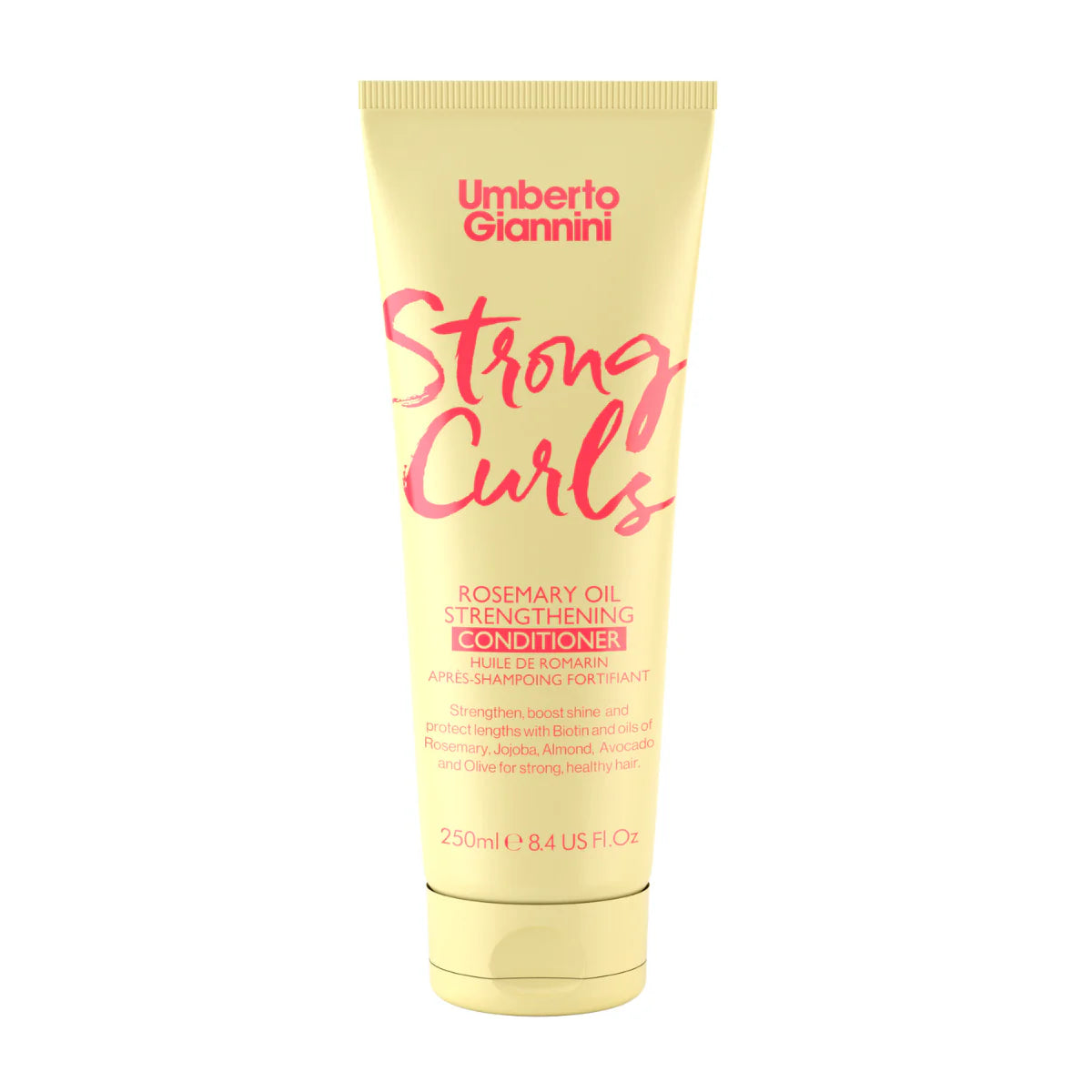 Umberto Giannini Strong Curls Rosemary Conditioner 250ml met rozemarijnolie en biotine voor krulversterking en haarherstel in CG haarverzorging.