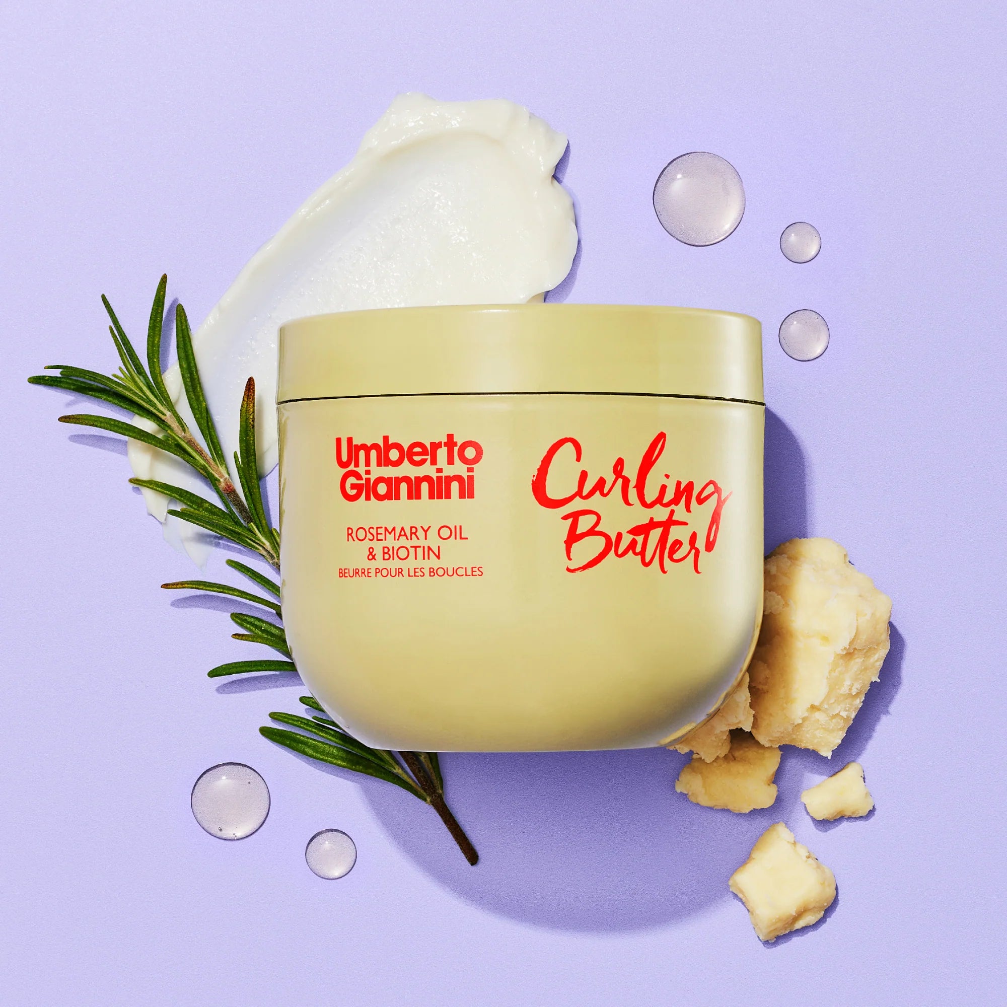 Umberto Giannini Strong Curls Curling Butter 300ml met sheaboter, kokosolie en rozemarijnolie, perfect voor zachte, gedefinieerde krullen zonder pluis.