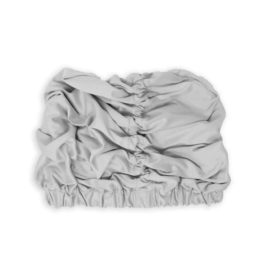 Scrunch It Scrunch It Breathe Grijs bonnet van ademend polyester mesh met elastische rand, ideaal voor het ploppen van krullen tijdens het drogen.