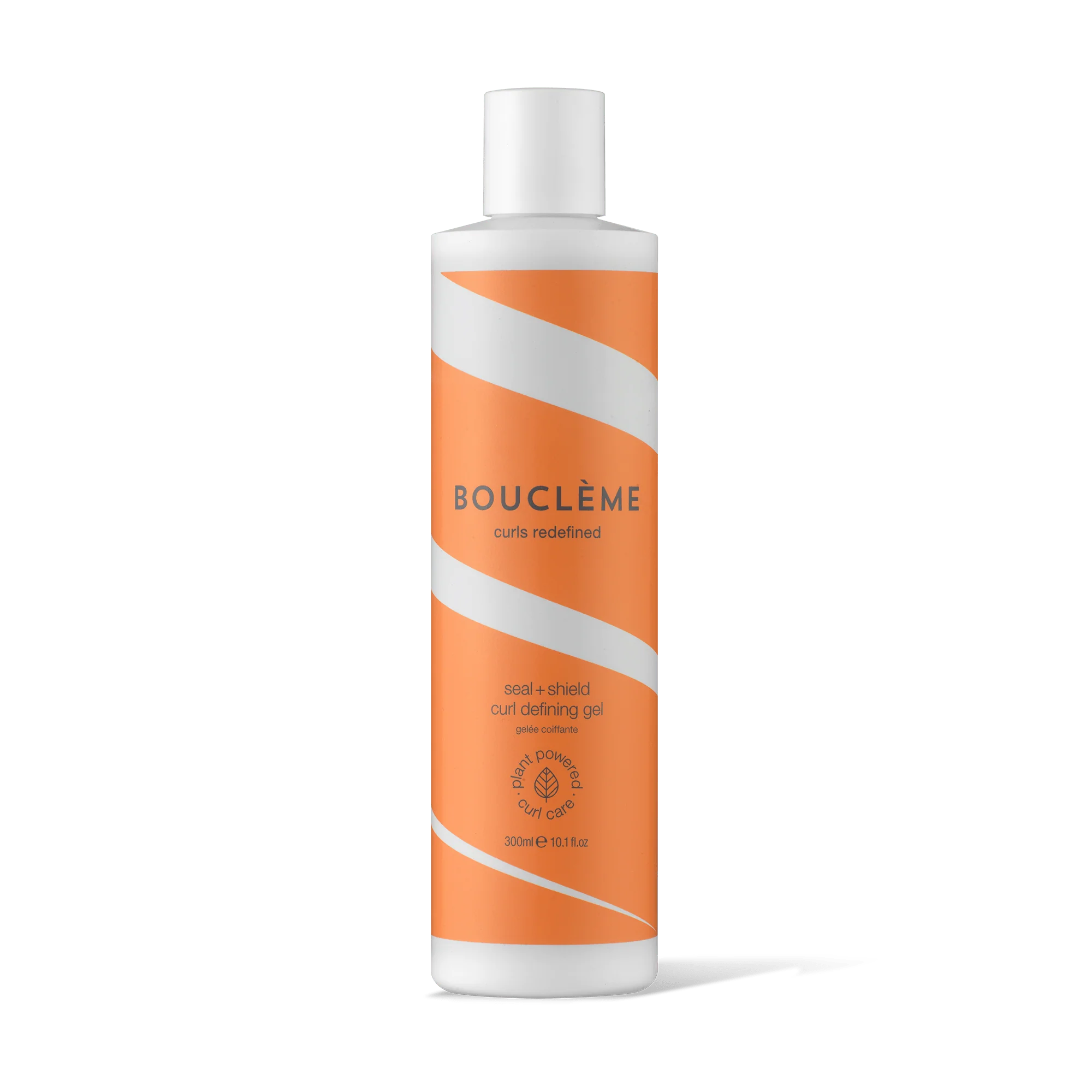Bouclème Seal & Shield Curl Defining Gel 300ml in oranje fles met witte accenten, ideaal voor kruldefinitie zonder glycerine. Styling gel voor krullend haar.