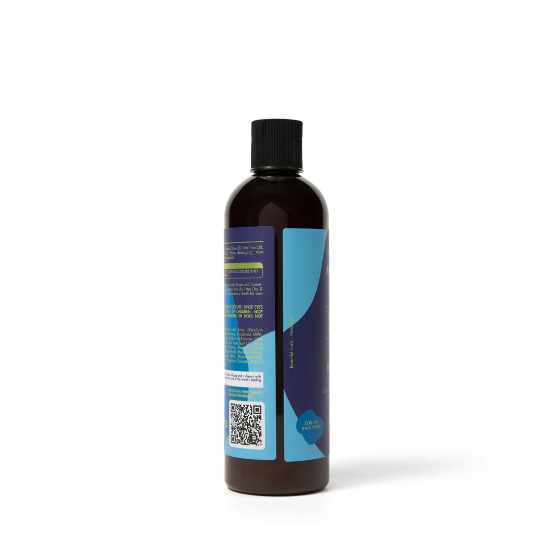 Zijaanzicht van As i Am Conditioner Dry&Itchy Olive&TeaTree Oil 355ml. CG-vriendelijk haarproduct voor gevoelige hoofdhuid.