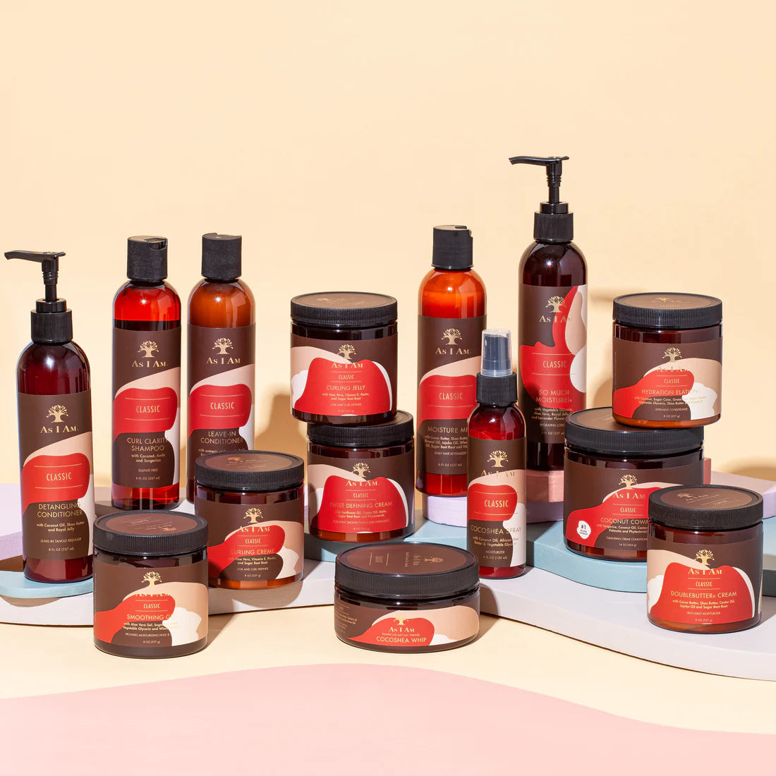 Volledige As I Am haarverzorgingslijn met Smoothing Gel - 227gr, ideaal voor natuurlijke haarstyling zonder proteïne.