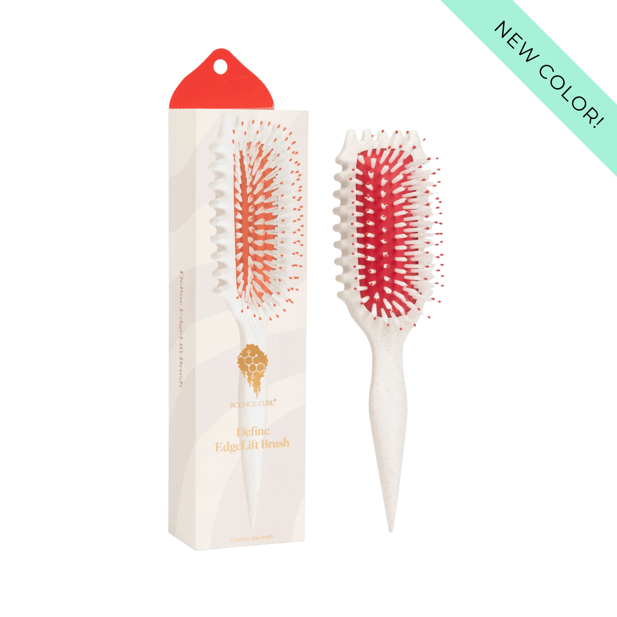 Bounce Curl Define EdgeLift Styling Brush in kersenrood en wit, inclusief verpakking – stylingborstel voor krullend haar
