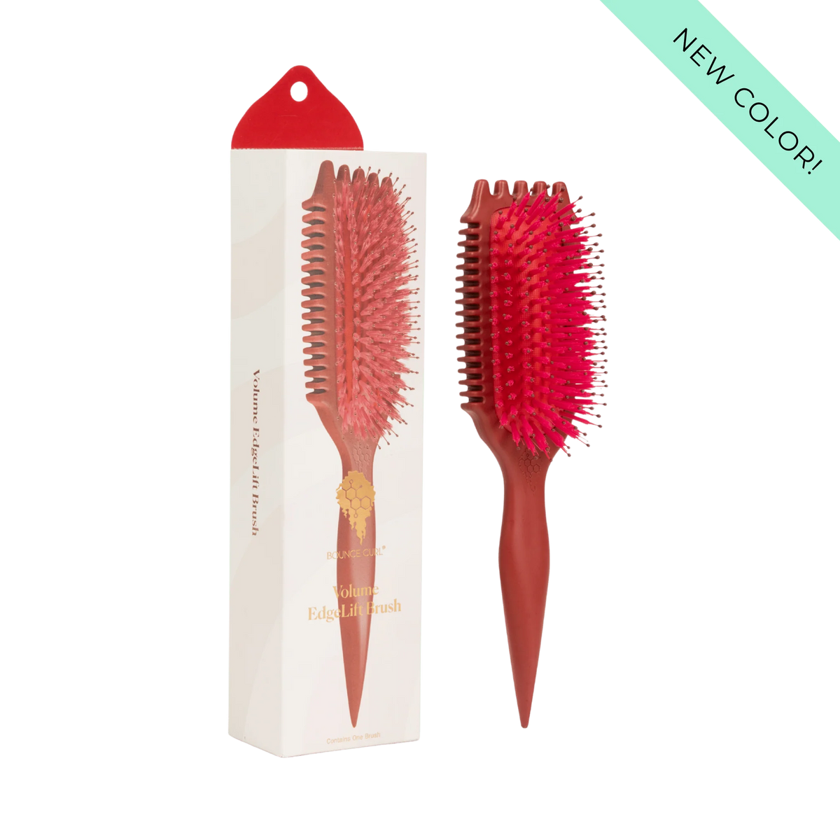 Bounce Curl Volume EdgeLift Brush in robijnrood, inclusief verpakking – volumeborstel voor krullend haar