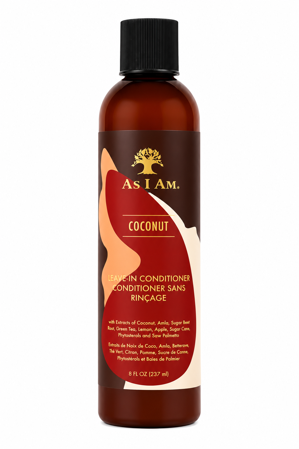 De nieuwe As I am verpakking van de leave in conditioner Coconut vanaf de voorzijde gezien. 